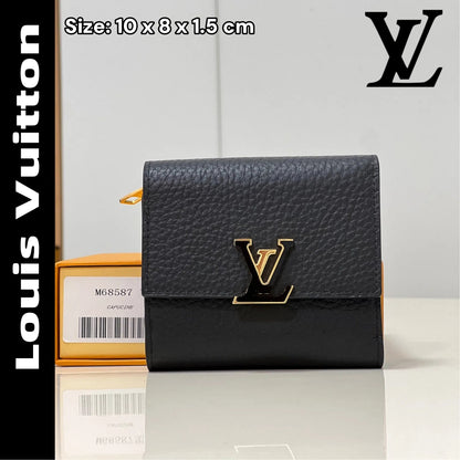 【ルイヴィトン】送料無料◆ポルトフォイユ・カプシーヌ牛革3つ折り財布M68587