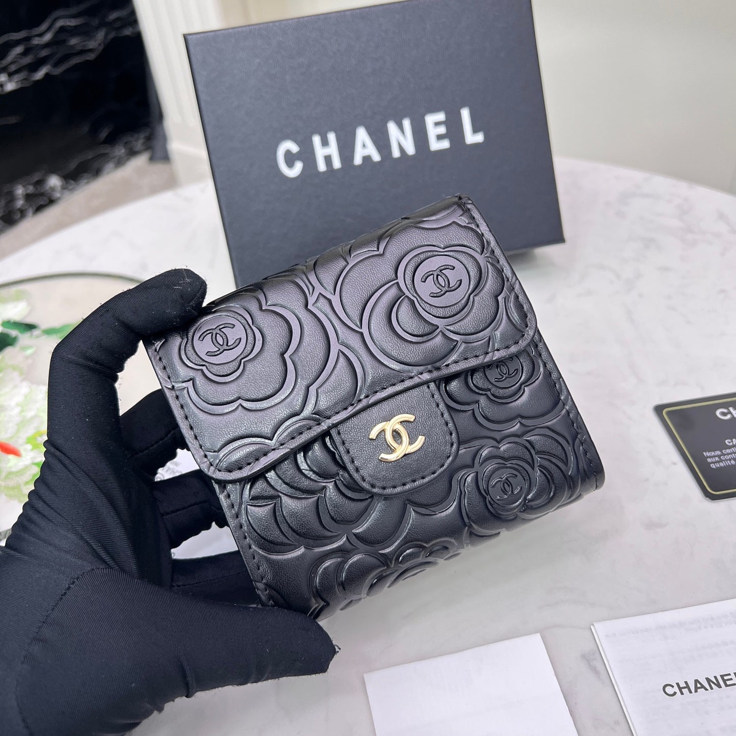 【シャネル】マトラッセ♪二つ折り財布 ♪ミニウォレット*キャビアスキン黒AP0229 AP0231