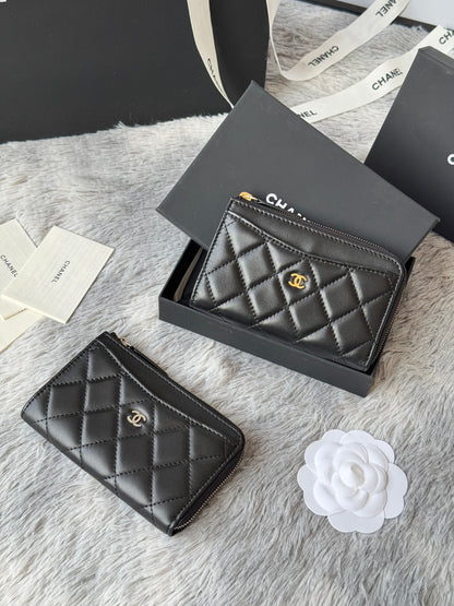 【シャネル】ミニマルな美しさ★ コイン＆カードケース ブラック AP3179