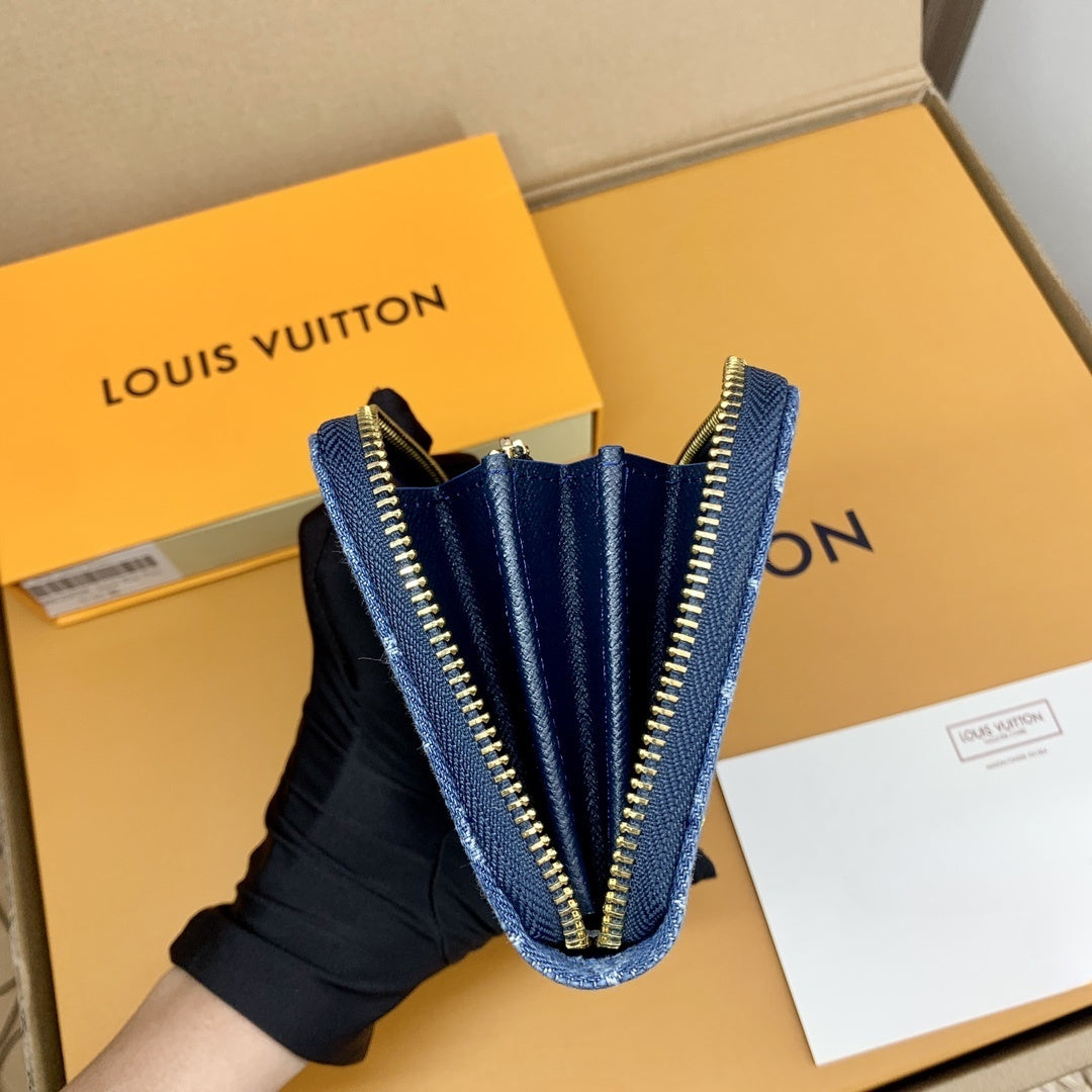 【ルイヴィトン】大人気◆長財布 ジッピーウォレット デニム素材 M82958